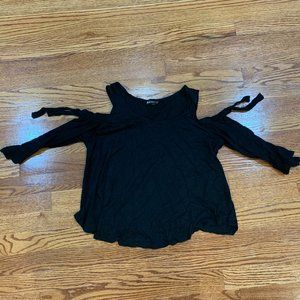 NEW Black top with shoulder cut-outs and bow details (XS)